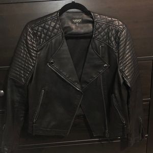 Topshop Faux Quilted Leather Jacket Size 8